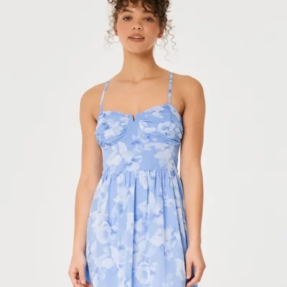 Hollister Blue Chiffon Corset Mini Dress